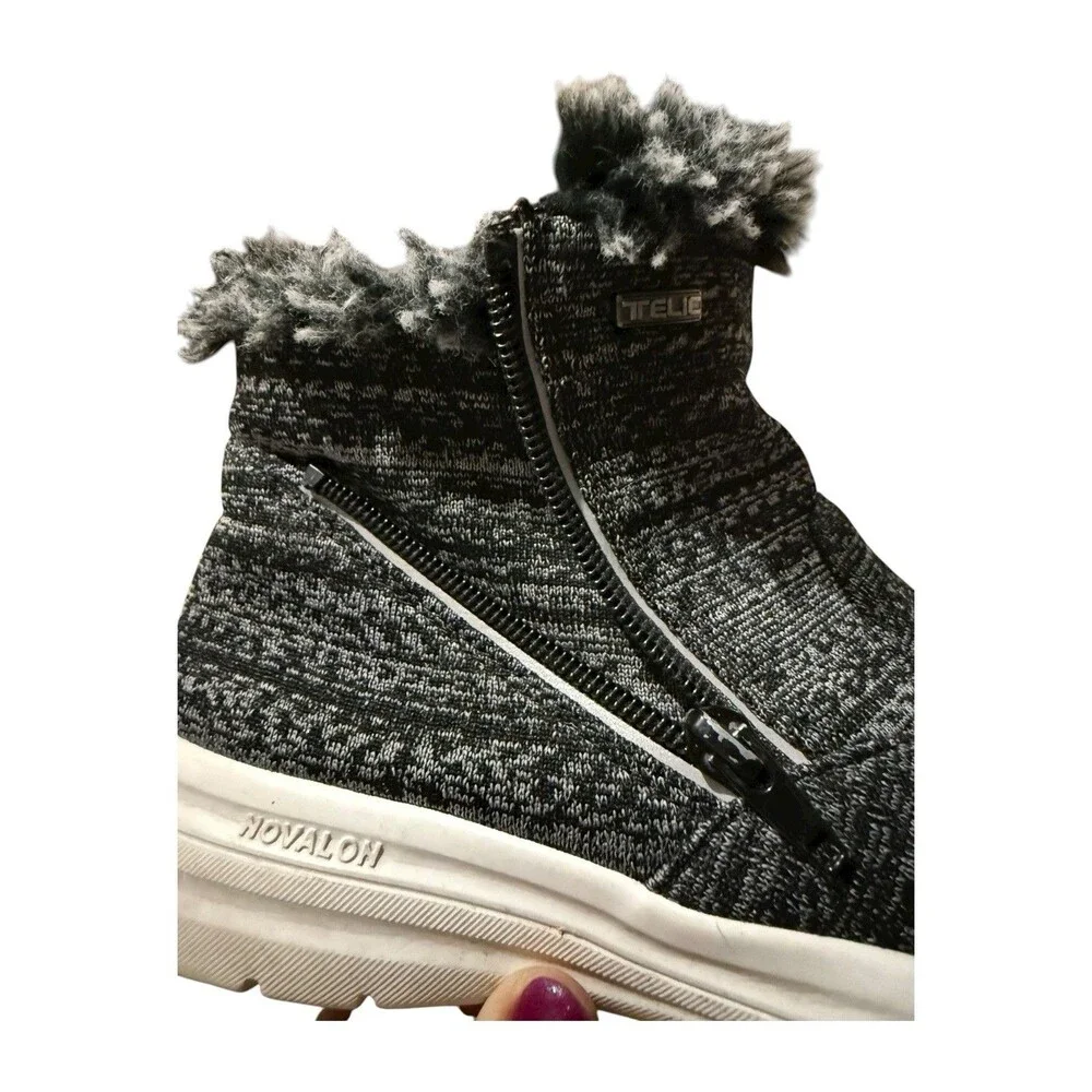 Telic Apres-Ski Recovery Comfort Boot Granite Gray SZ 8 Ankle High top Faux Fur